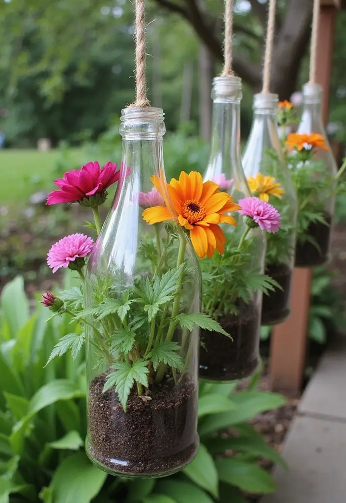 30 DIY Garden Beds Cheap Projects That Anyone Can Make - 19. Recycled Plastic Bottle Planters