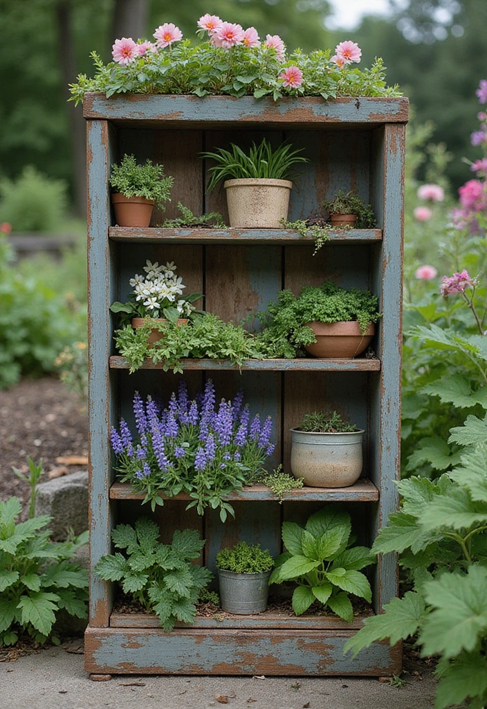 30 DIY Garden Beds Cheap Projects That Anyone Can Make - 20. Old Bookshelf Planter
