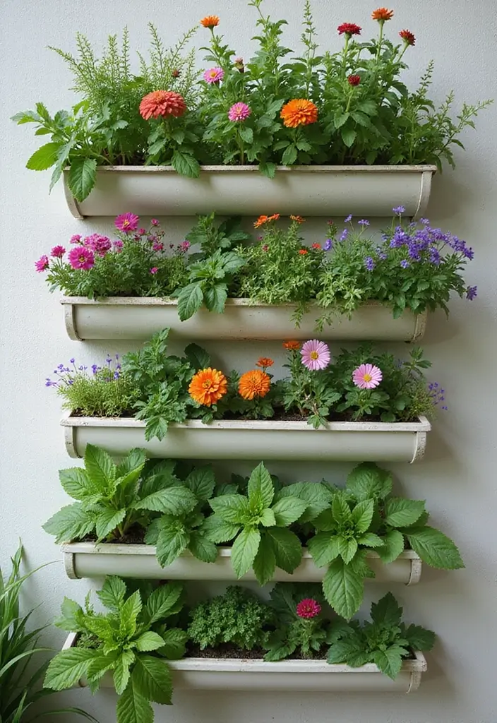 30 DIY Garden Beds Cheap Projects That Anyone Can Make - 4. Gutter Garden