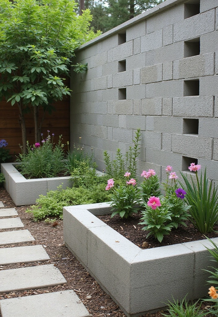 30 DIY Garden Fence Cheap Simple Solutions for Small Yards - 15. Concrete Block Fencing