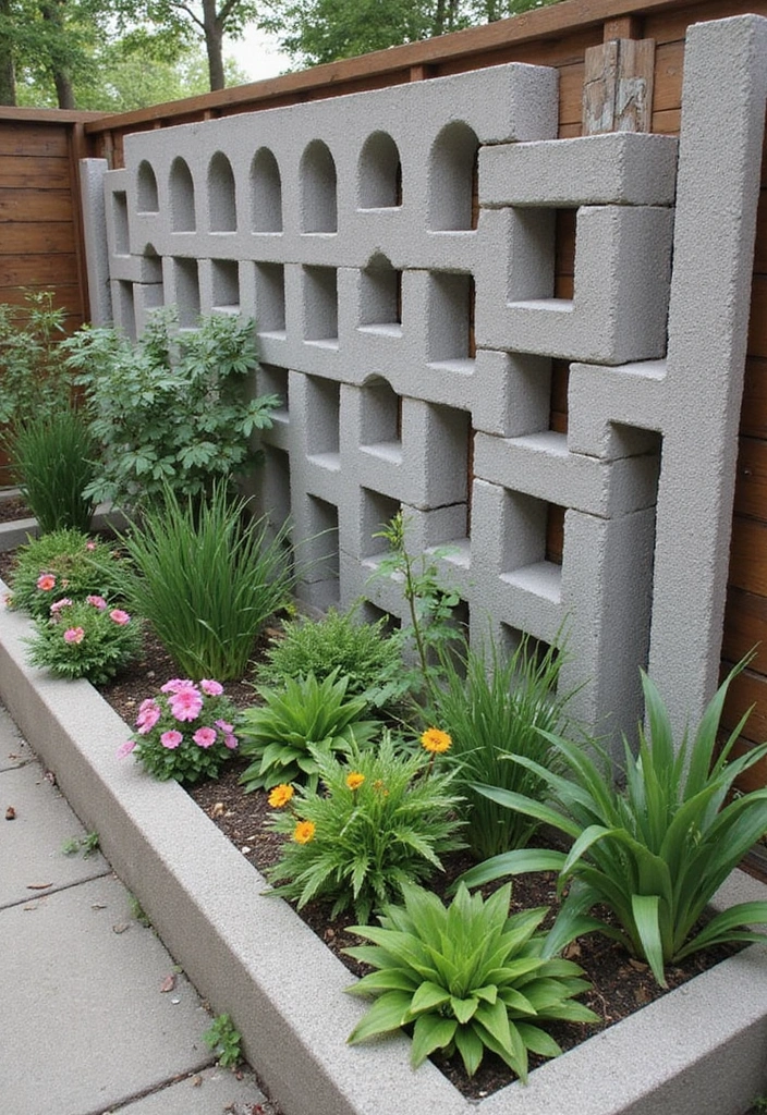 30 DIY Garden Fence Cheap Simple Solutions for Small Yards - 20. Cinder Block Garden Fence