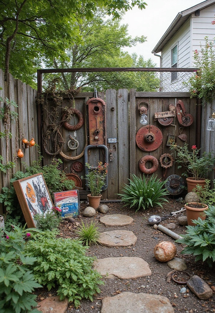 30 DIY Garden Fence Cheap Simple Solutions for Small Yards - 21. Vintage Car Parts Fence