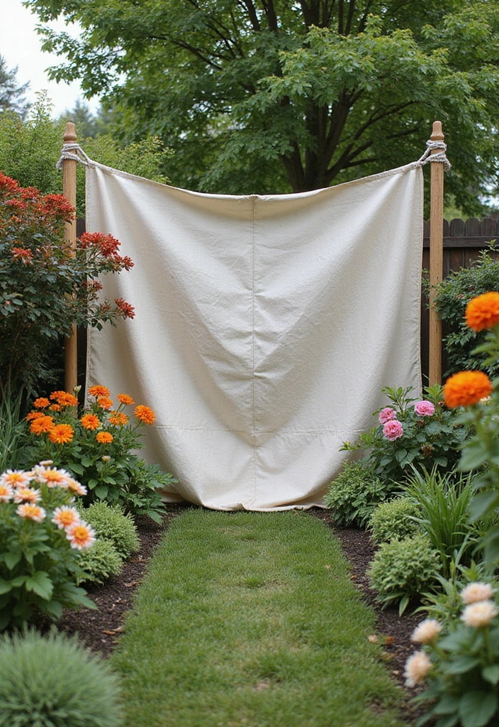 30 DIY Garden Fence Cheap Simple Solutions for Small Yards - 22. Simple Fabric or Canvas Barrier