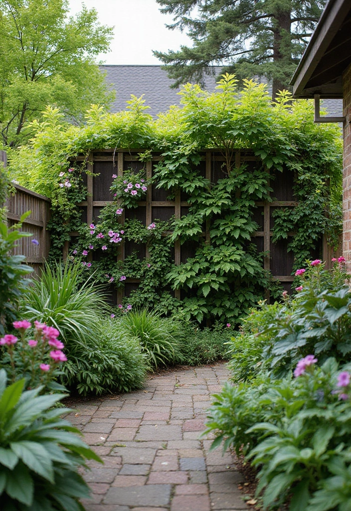 30 DIY Garden Fence Cheap Simple Solutions for Small Yards - 4. Vertical Garden Trellis Fence