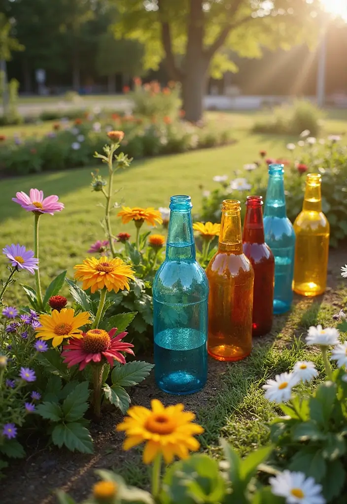 30 DIY Garden Fence Cheap Simple Solutions for Small Yards - 6. Glass Bottle Border