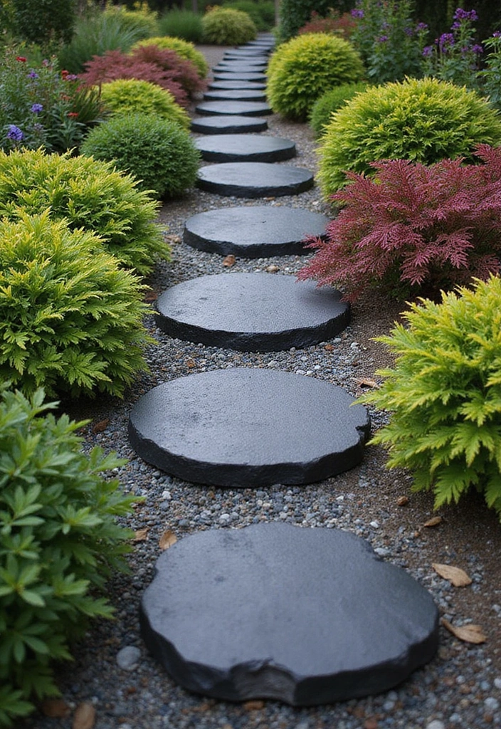 30 DIY Garden Stepping Stones That Add Magic to Your Path - 16. Charcoal and Sand Stepping Stones