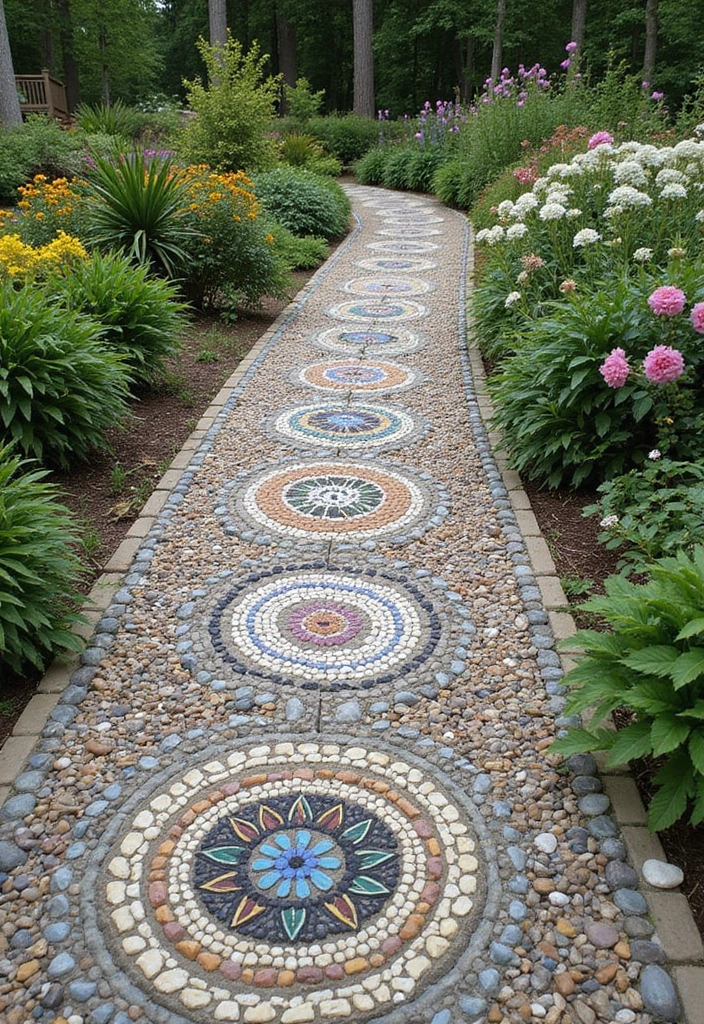 30 DIY Garden Stepping Stones That Add Magic to Your Path - 19. Pebble Mosaic Pathway