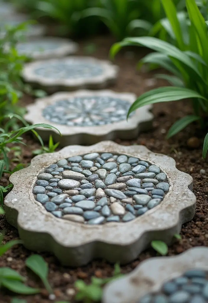 30 DIY Garden Stepping Stones That Add Magic to Your Path - 8. Pebble Inlay Stepping Stones