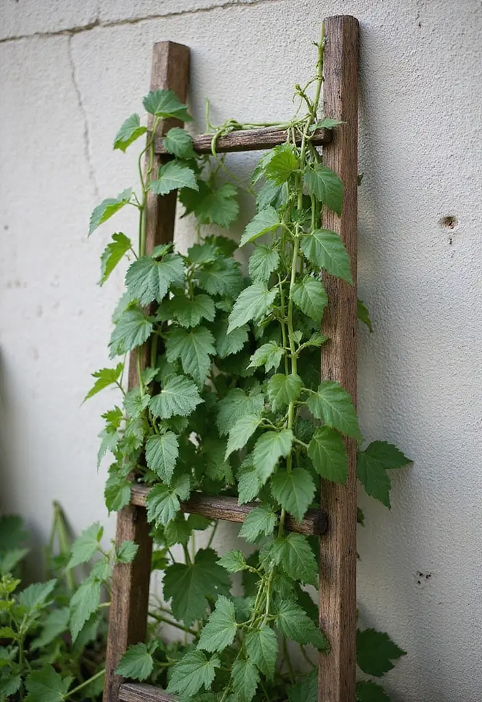 30 DIY Garden Trellis Ideas for Creative Vertical Gardens - 17. Ladder Trellis