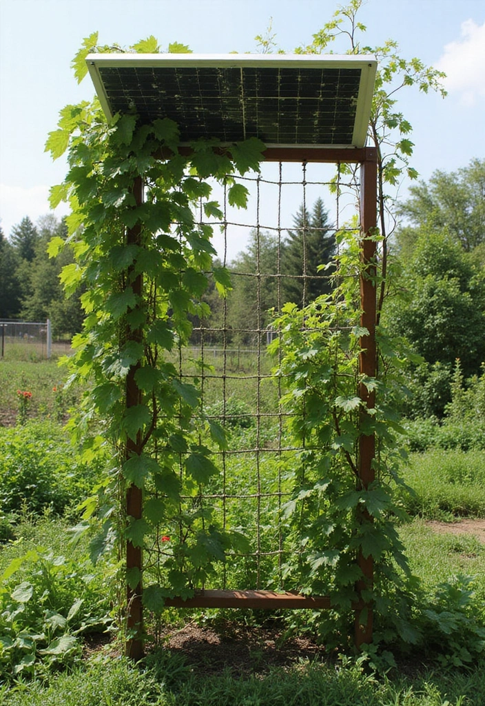30 DIY Garden Trellis Ideas for Creative Vertical Gardens - 25. Solar-Powered Trellis