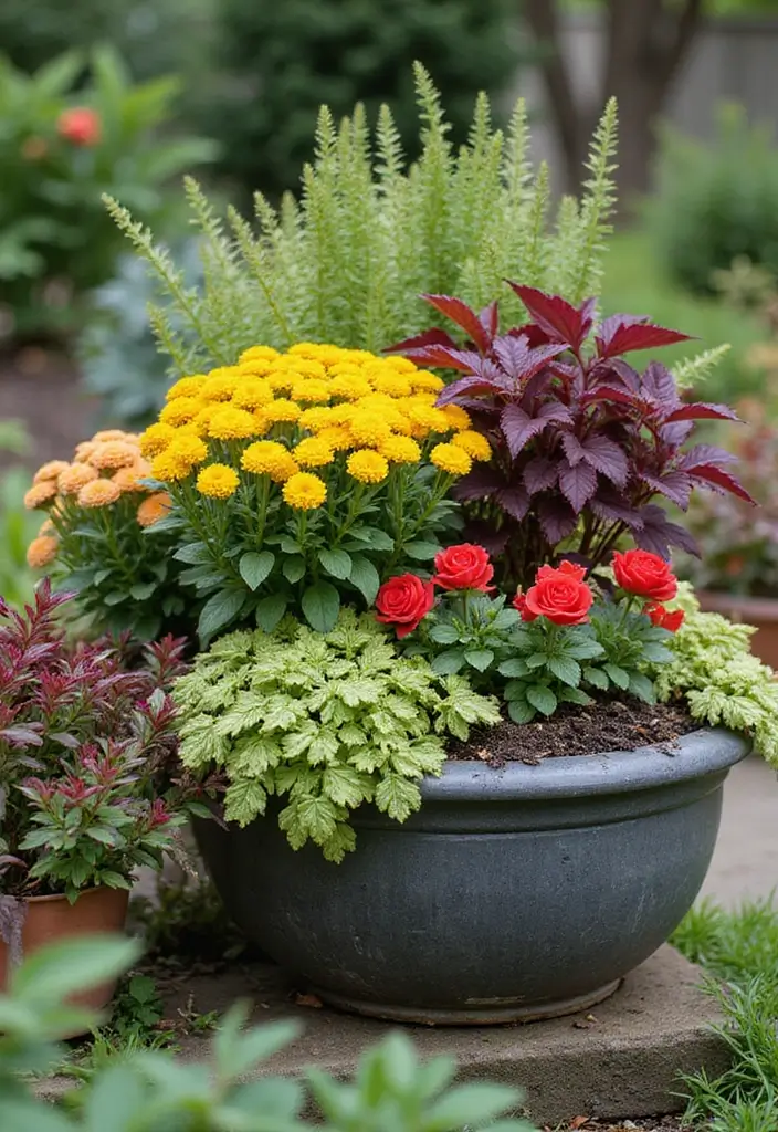 30 DIY Small Garden Ideas to Transform Limited Spaces - 29. Seasonal Container Garden