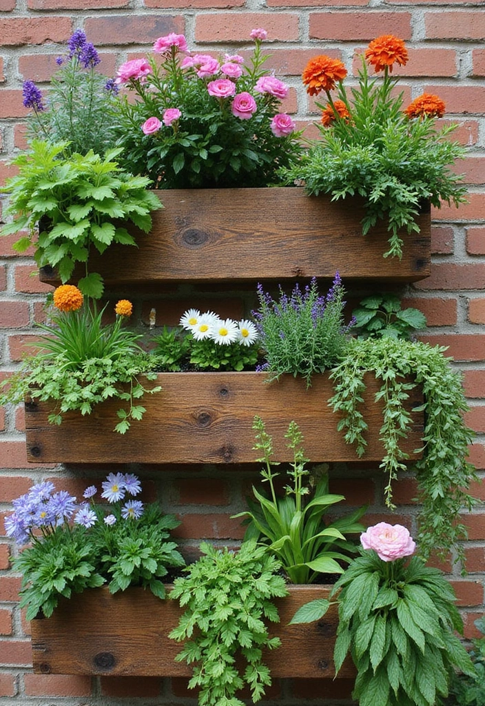 30 DIY Vertical Garden Wall Ideas to Maximize Space - 14. Reclaimed Wood Planters