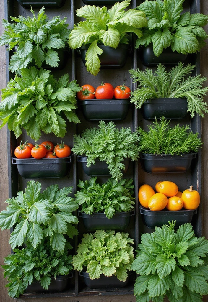 30 DIY Vertical Garden Wall Ideas to Maximize Space - 19. Vertical Vegetable Wall