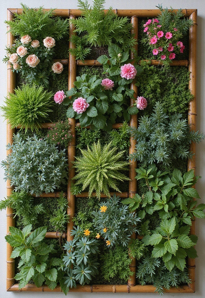 30 DIY Vertical Garden Wall Ideas to Maximize Space - 21. Vertical Bamboo Garden