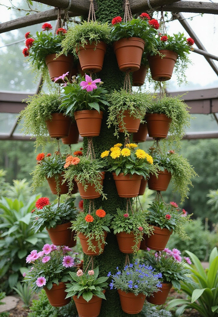 30 DIY Vertical Garden Wall Ideas to Maximize Space - 23. Hanging Column Garden