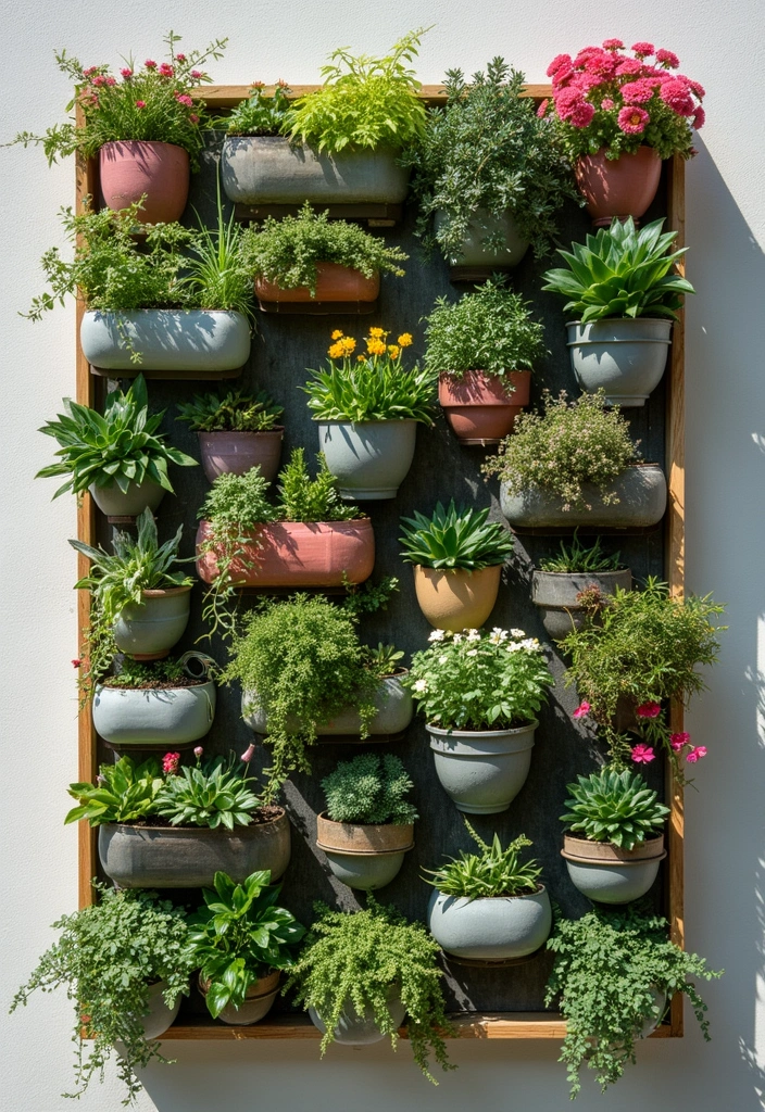30 DIY Vertical Garden Wall Ideas to Maximize Space - 26. Vertical Garden with Recycled Materials