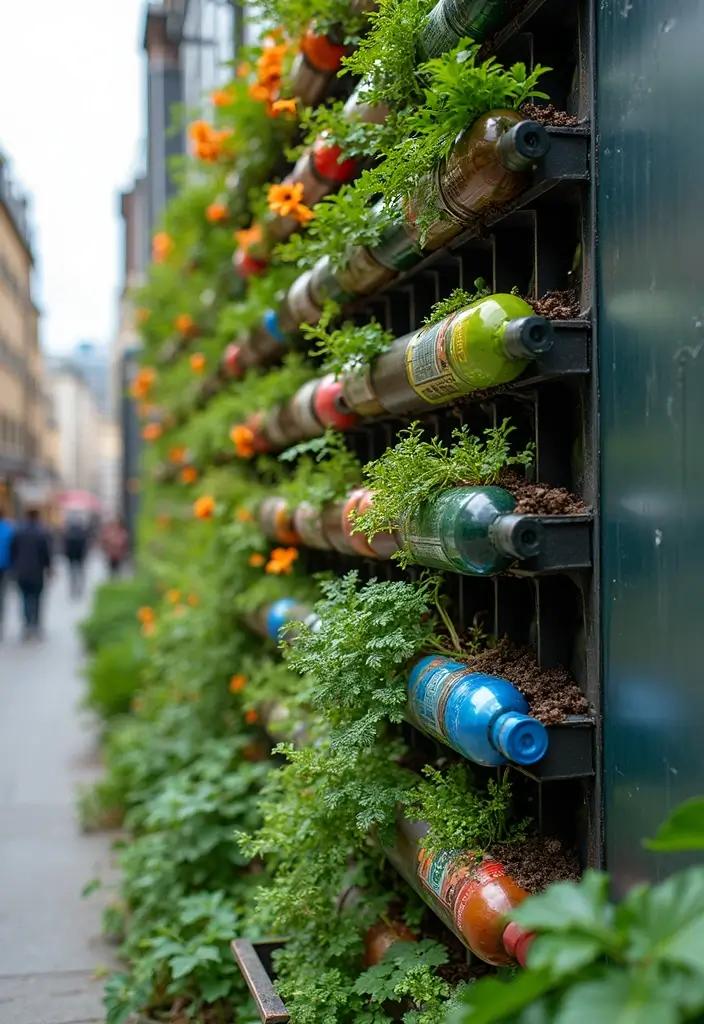 30 DIY Vertical Garden Wall Ideas to Maximize Space - 4. Bottle Garden