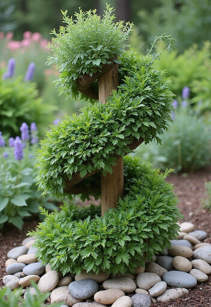 30 DIY Vertical Garden Wall Ideas to Maximize Space - 9. Vertical Herb Spiral