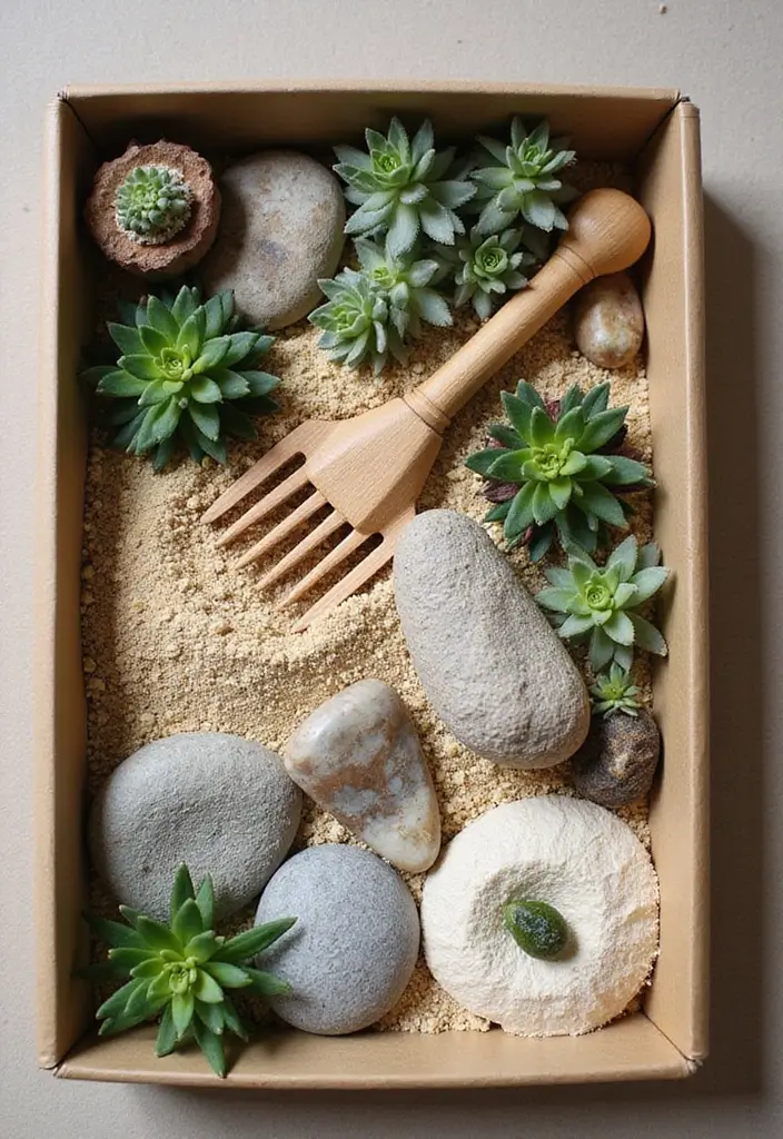 30 DIY Zen Garden Mini Projects for Calm and Relaxation - 11. Miniature Zen Garden Kit