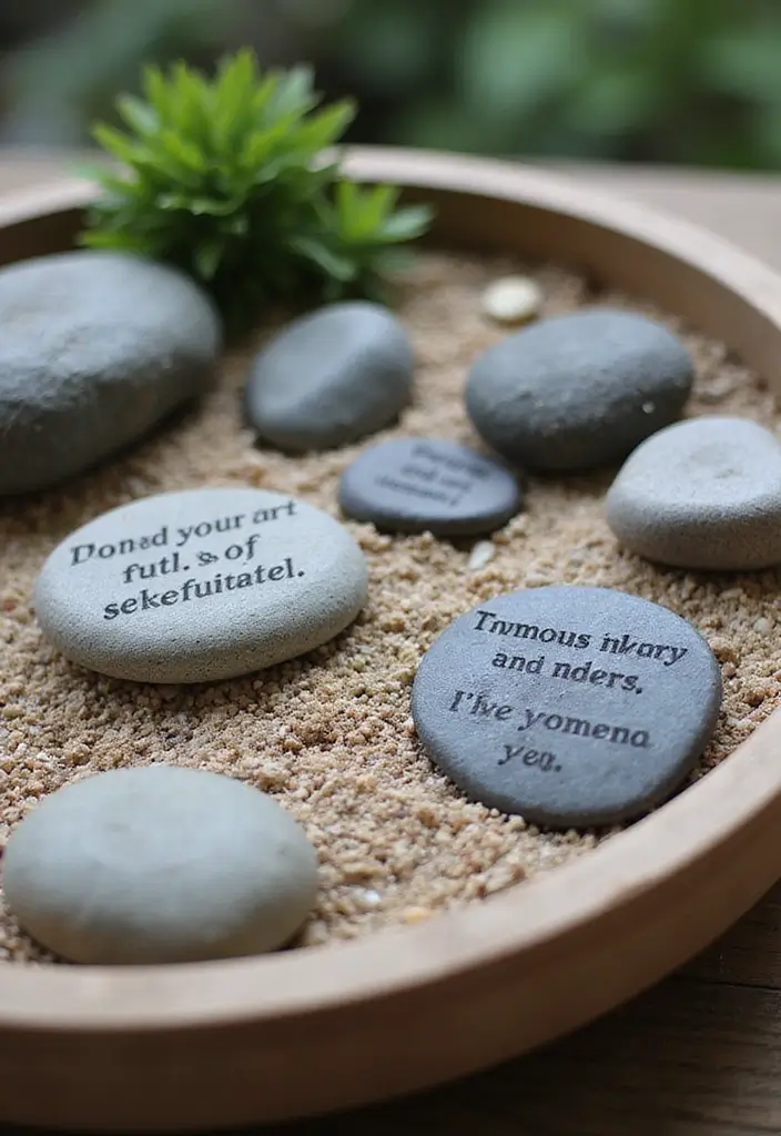 30 DIY Zen Garden Mini Projects for Calm and Relaxation - 19. Mini Zen Garden with Quotes