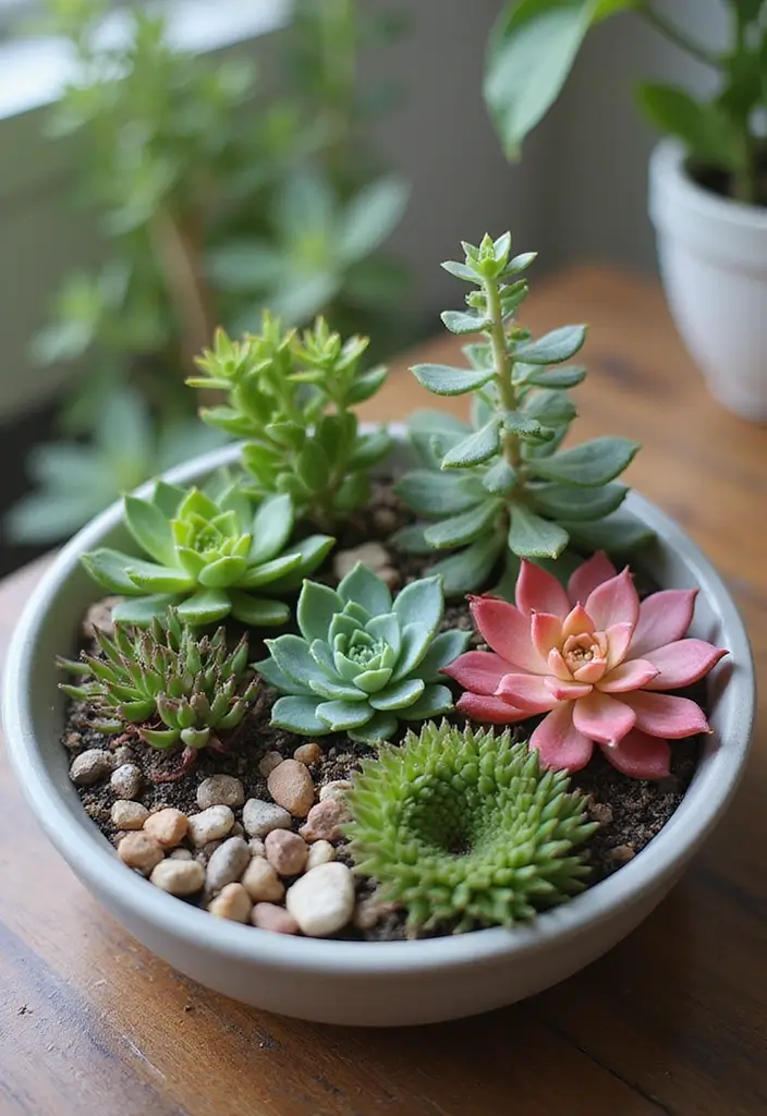 30 DIY Zen Garden Mini Projects for Calm and Relaxation - 3. Mini Succulent Garden