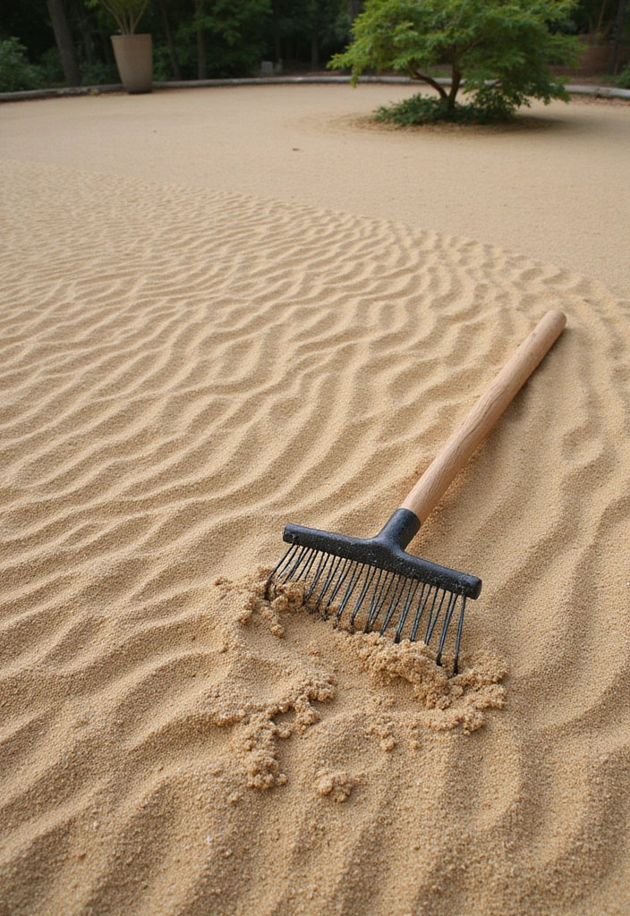 30 DIY Zen Garden Mini Projects for Calm and Relaxation - 6. Raked Sand Patterns