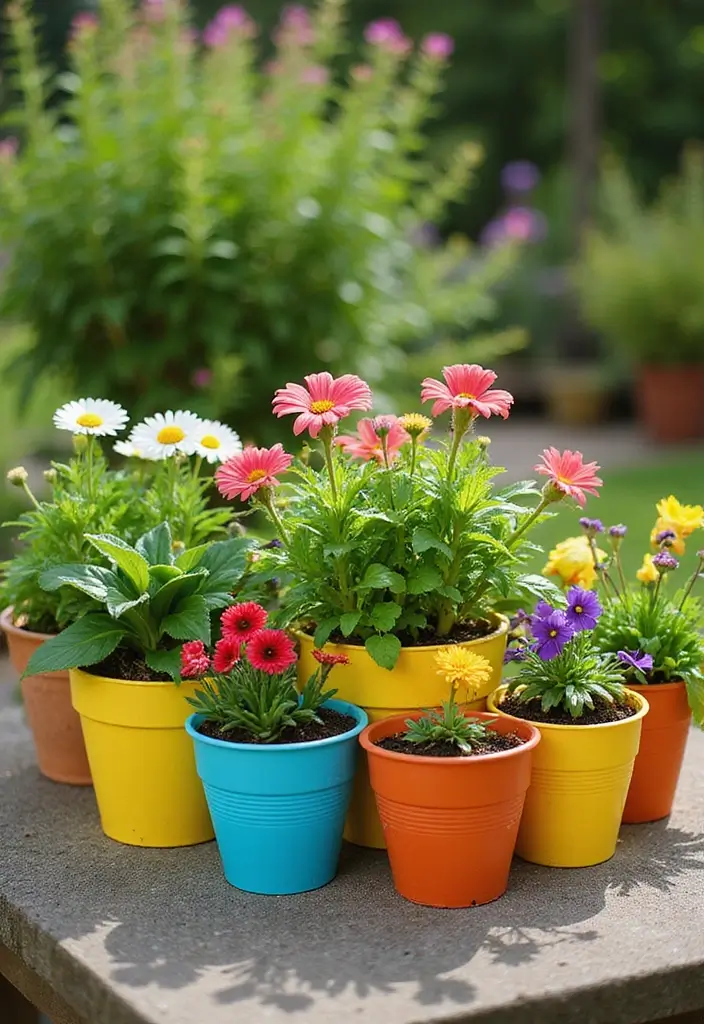 30 Garden Crafts DIY Yard Art to Add Personality to Your Garden - 27. Painted Plant Pots