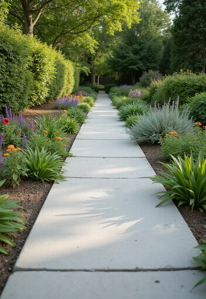 30 Garden Pathways DIY Cheap Designs That Look Amazing - 16. Concrete Pathways