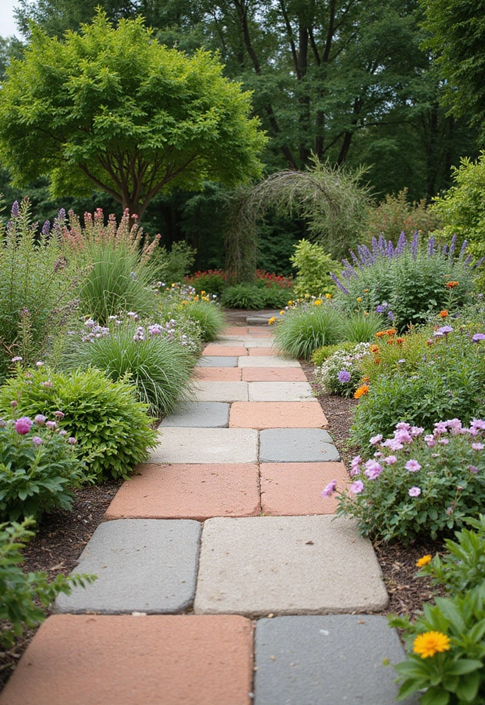 30 Garden Pathways DIY Cheap Designs That Look Amazing - 23. Clay and Stone Mix