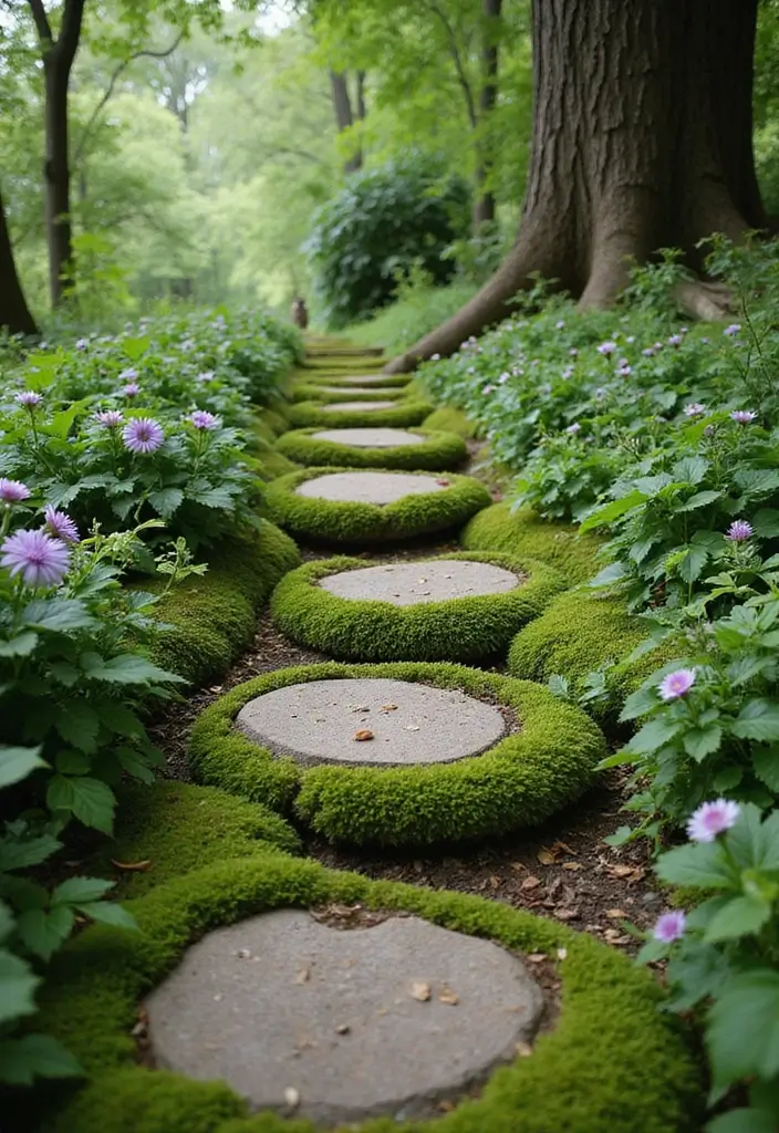 30 Garden Pathways DIY Cheap Designs That Look Amazing - 27. Lace Moss Pathways