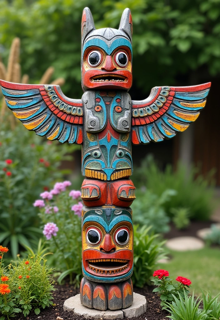 30 Garden Totem Poles DIY Yard Art Ideas to Brighten Your Space - 19. Cultural Heritage Totems