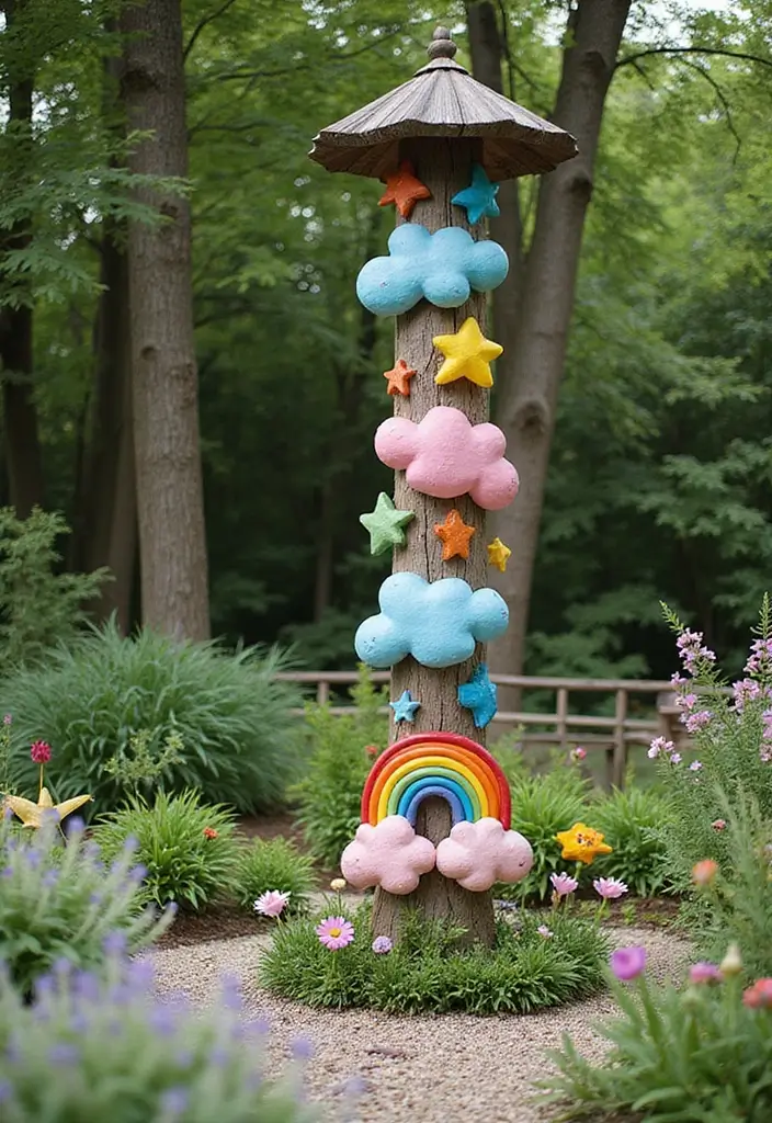 30 Garden Totem Poles DIY Yard Art Ideas to Brighten Your Space - 20. A Garden of Dreams Totem Poles