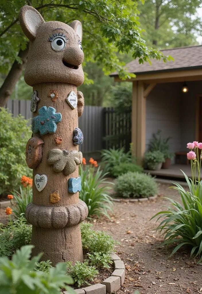 30 Garden Totem Poles DIY Yard Art Ideas to Brighten Your Space - 23. Memory Totems