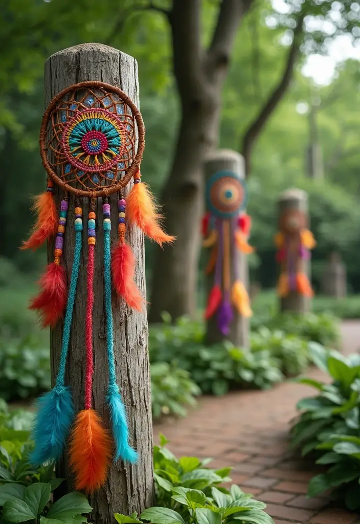 30 Garden Totem Poles DIY Yard Art Ideas to Brighten Your Space - 28. Dream Catcher Totems
