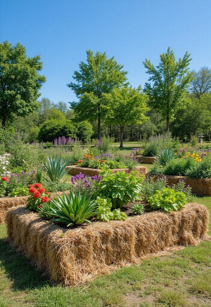30 Inexpensive Raised Garden Beds DIY Projects That Save Money - 11. Straw Bale Gardens