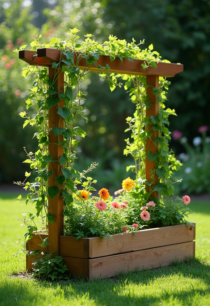 30 Inexpensive Raised Garden Beds DIY Projects That Save Money - 13. Raised Bed with Trellis