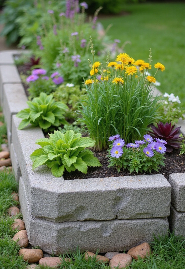 30 Inexpensive Raised Garden Beds DIY Projects That Save Money - 5. Concrete Block Garden Beds