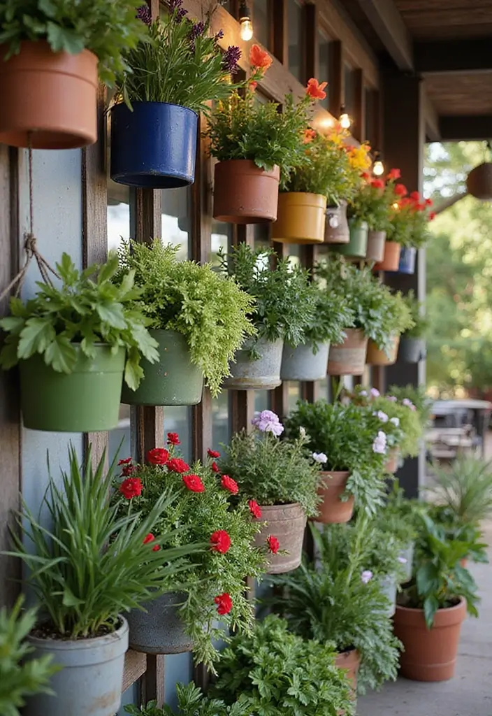 30 Raised Garden Beds DIY Layout Ideas for Perfect Harvests - 3. Hanging Vertical Planters