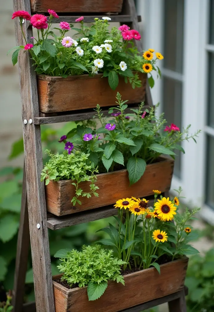 30 Raised Garden Beds DIY Layout Ideas for Perfect Harvests - 9. Ladder Planter