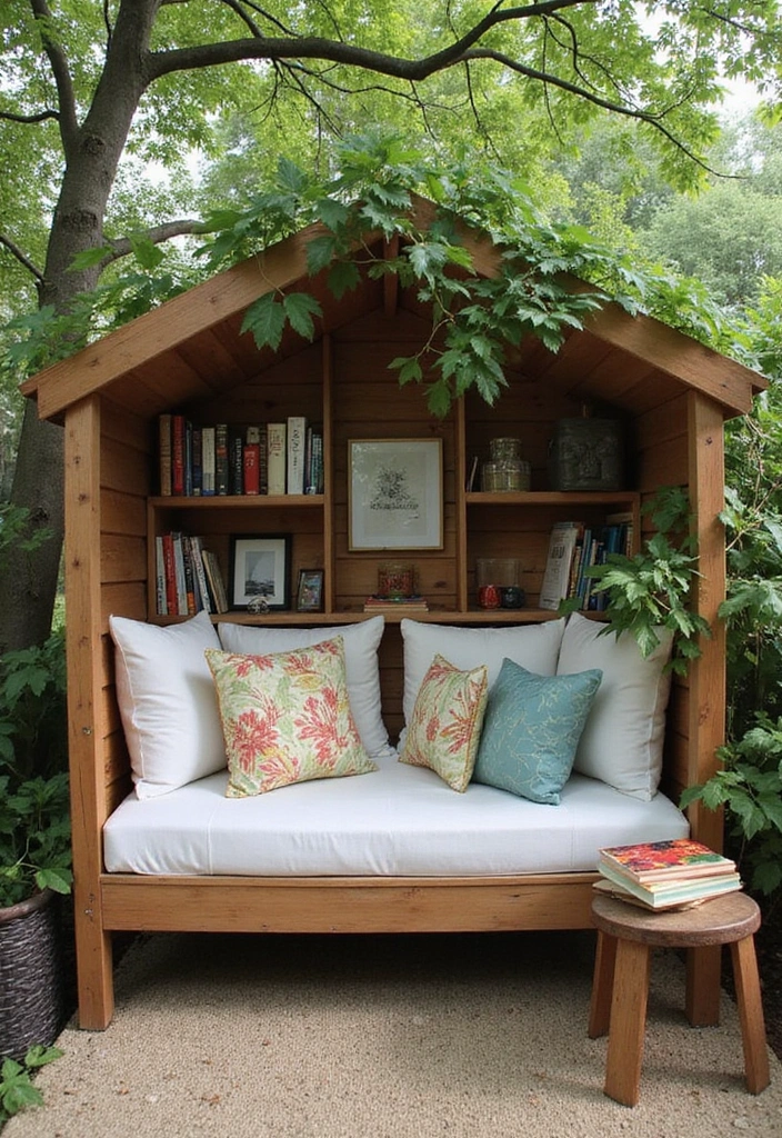 30 Small Backyard Ideas on a Budget DIY Simple Garden Design Inspirations You’ll Love - 22. DIY Book Nook