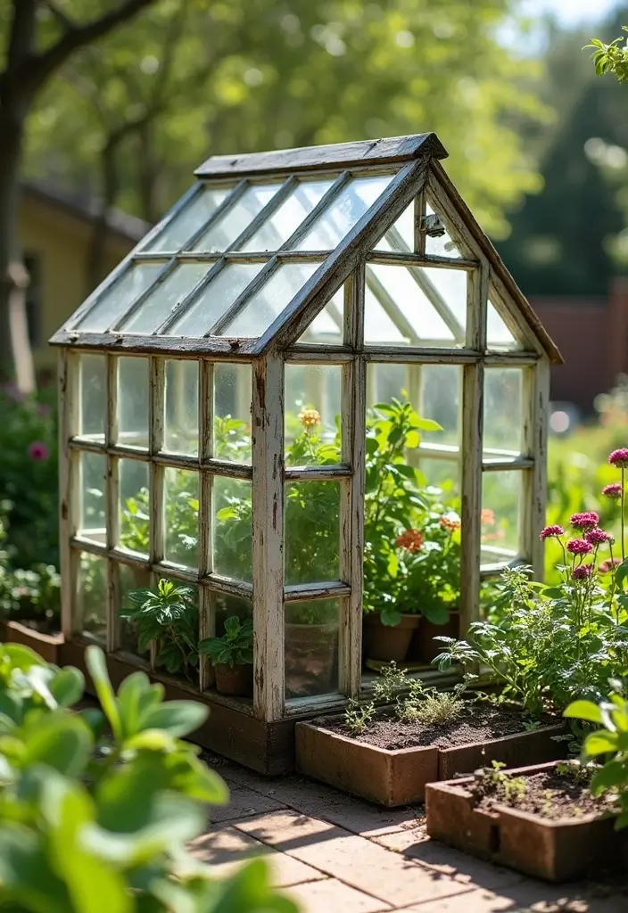 30 Small Backyard Ideas on a Budget DIY Simple Garden Design Inspirations You’ll Love - 27. Mini Greenhouse from Old Windows