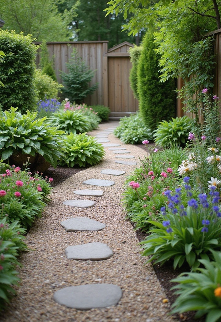 30 Small Backyard Ideas on a Budget DIY Simple Garden Design Inspirations You’ll Love - 4. Garden Pathway with Pebbles