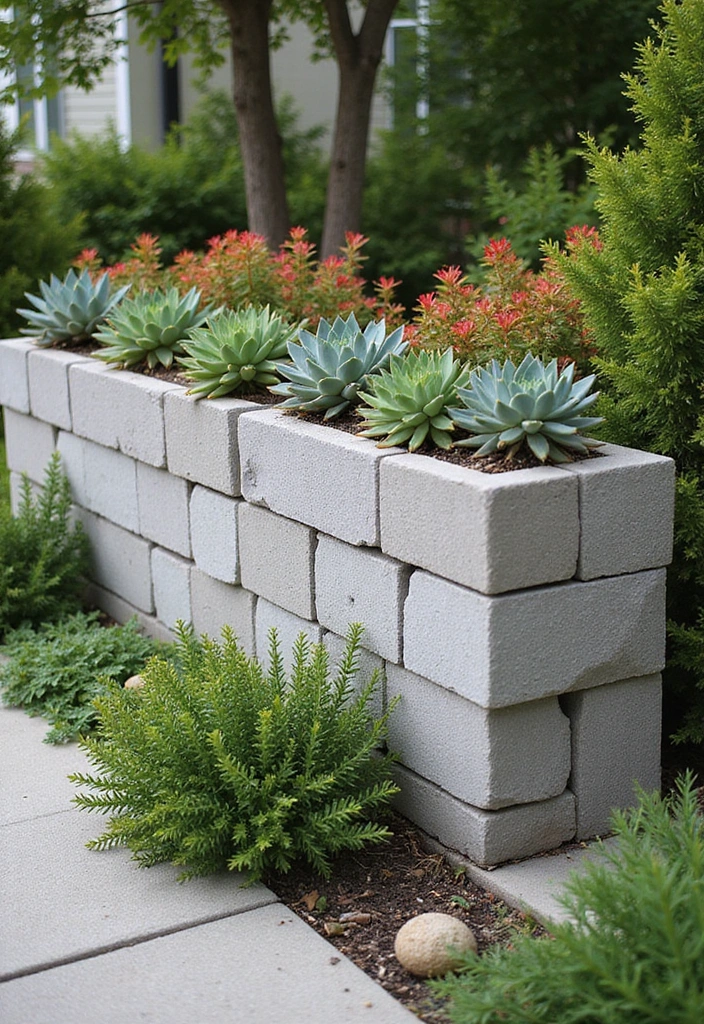 30 Small Garden Fence Ideas DIY for a Stylish Outdoor Look - 21. Simple Concrete Block Fence