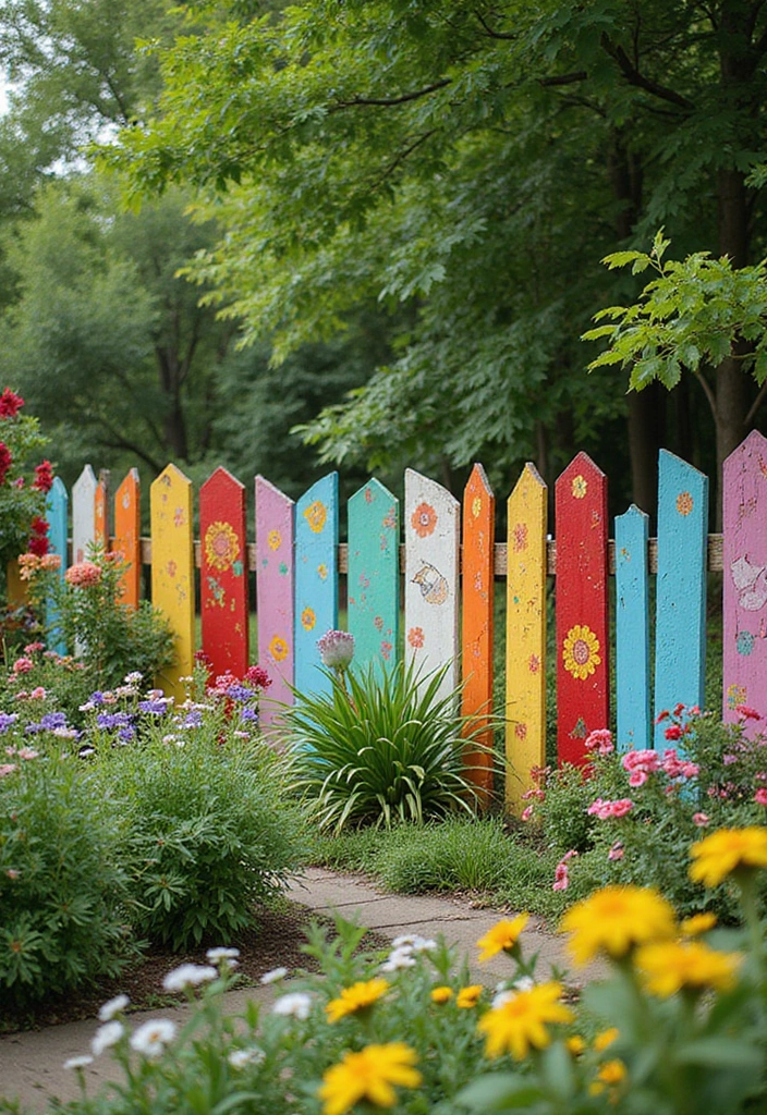 30 Small Garden Fence Ideas DIY for a Stylish Outdoor Look - 5. Colorful Painted Fence