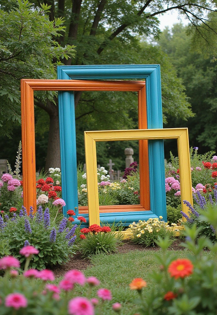 30 Yard Art DIY Garden Projects That Add Creative Charm - 12. Reimagined Picture Frames