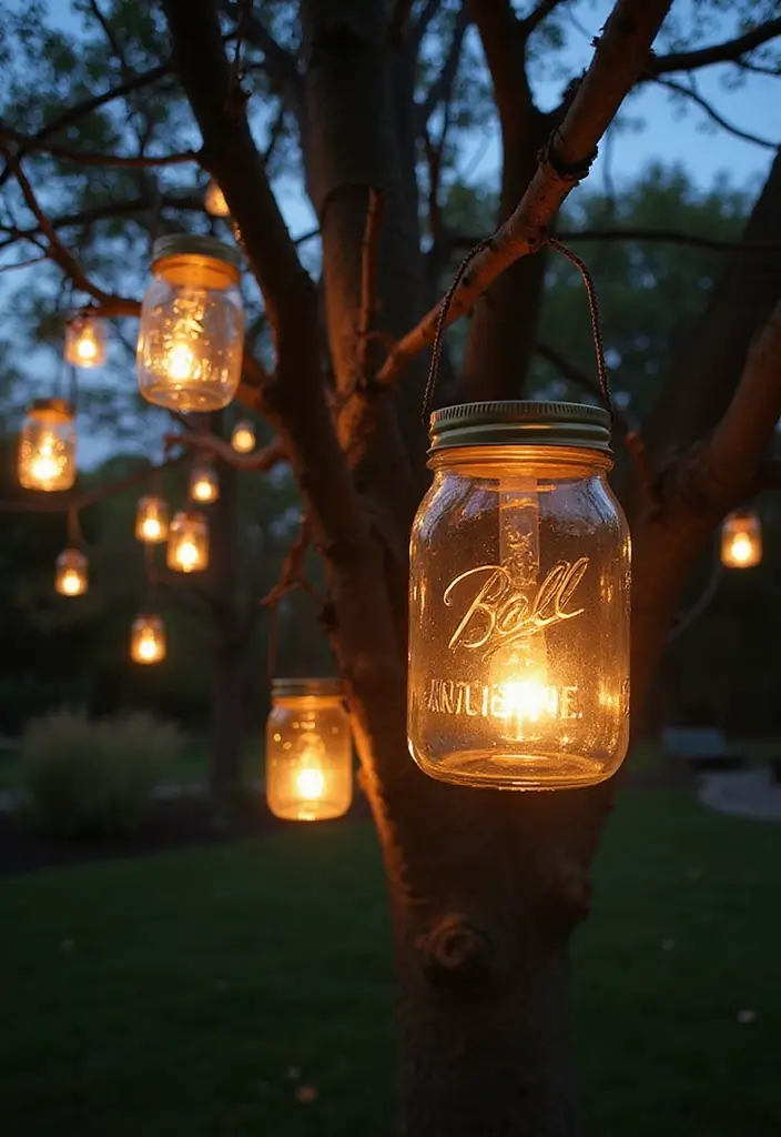 30 Yard Art DIY Garden Projects That Add Creative Charm - 13. Luminous Jar Lanterns