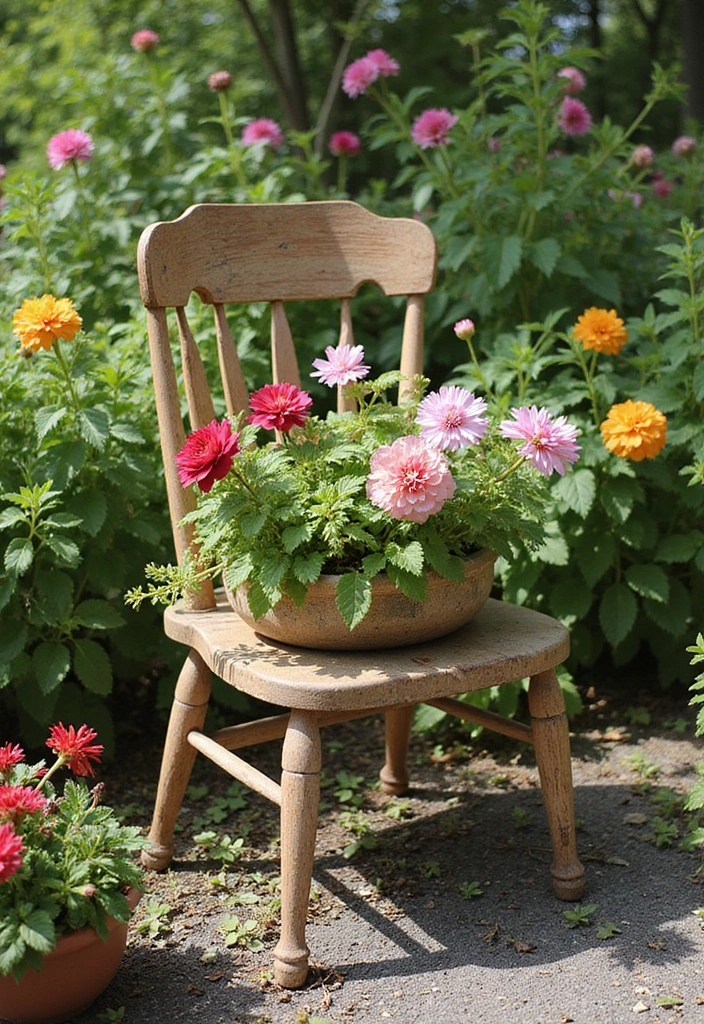 30 Yard Art DIY Garden Projects That Add Creative Charm - 2. Upcycled Garden Furniture