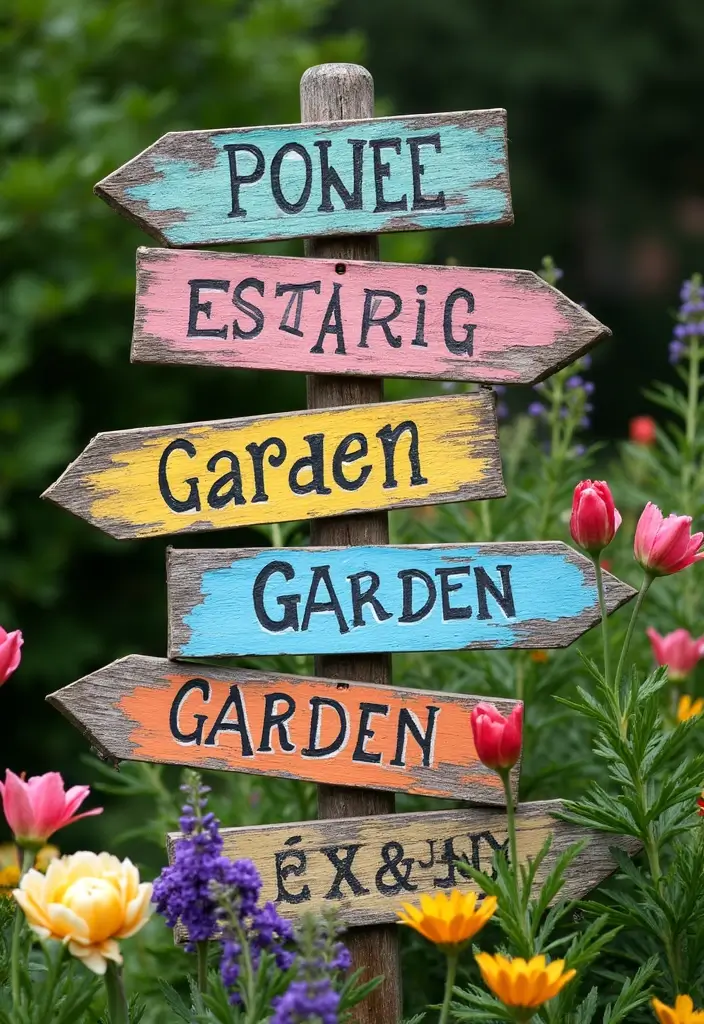 30 Yard Art DIY Garden Projects That Add Creative Charm - 22. Painted Garden Signs