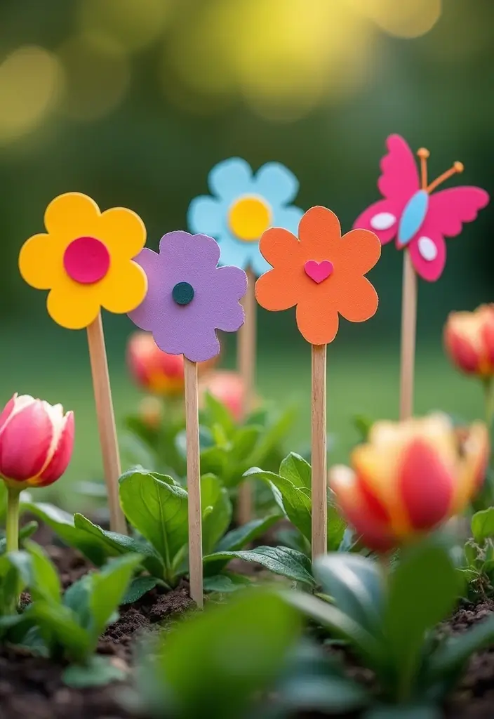 30 Yard Art DIY Garden Projects That Add Creative Charm - 3. Colorful Garden Stakes