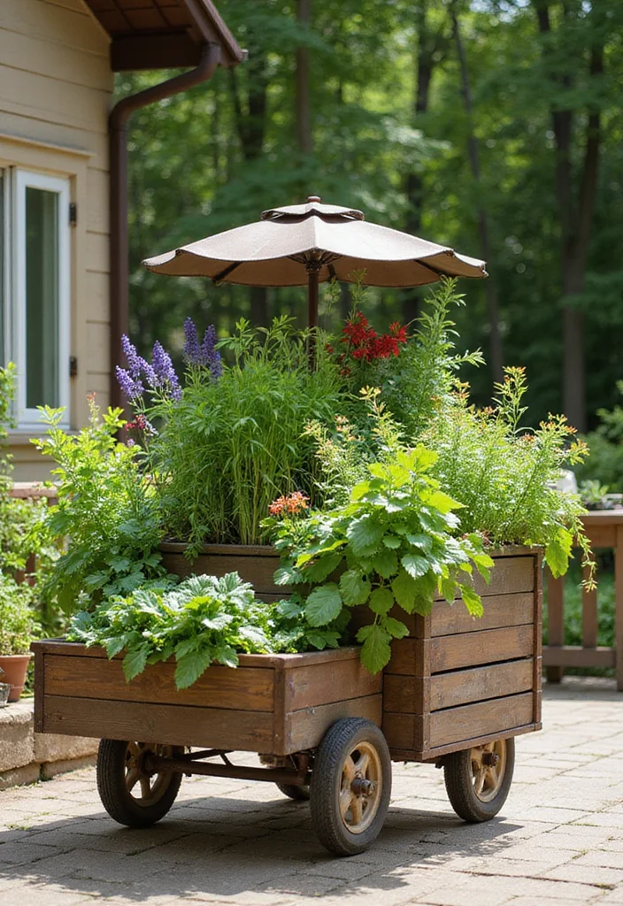 Adorable Home Garden Ideas Game: A Playful Guide with 18 Creative Concept Inspirations - 5. Kitchen Garden on Wheels
